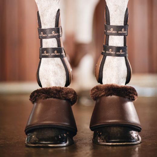 KENTUCKY LEATHER SHEEPSKIN OVER REACH BOOTS BROWN/BROWN
