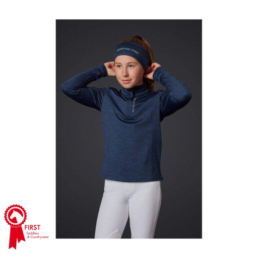 MOUNTAIN HORSE CHILDS SAM TECH HALF ZIP FLEECE TOP IN NAVY