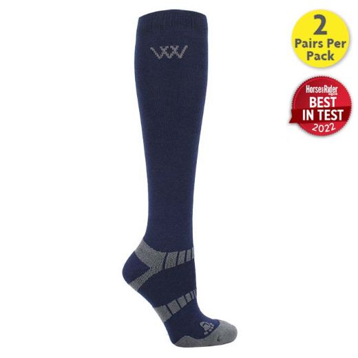 WOOF WEAR LONG BAMBOO WAFFLE RIDING SOCKS NAVY/GREY