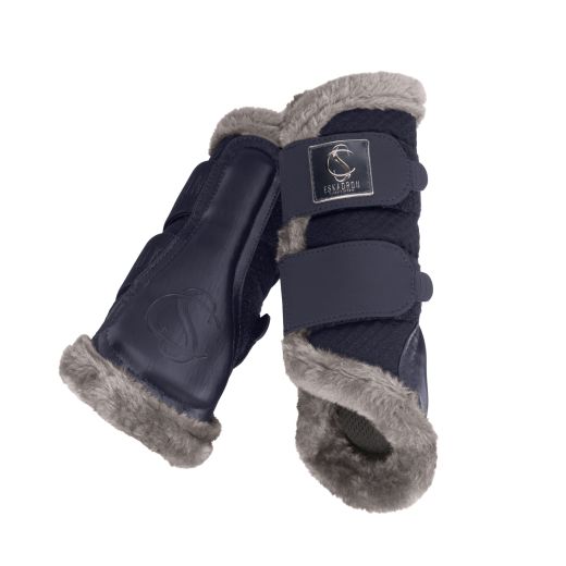 ESKADRON FAUX FUR MESH BRUSHING BOOTS NAVY/GREY