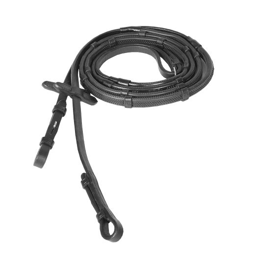 HORZE SOFT GRIP RUBBER REINS WITH STOPPERS IN BLACK