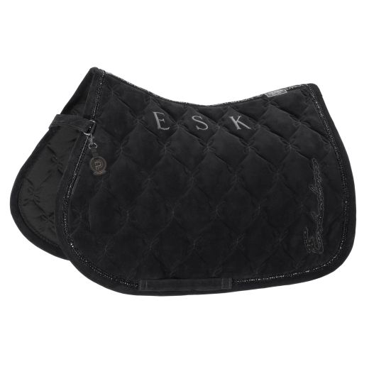 ESKADRON PLATINUM 25 VELOURS CRYSTAL SADDLE PAD IN BLACK JUMP