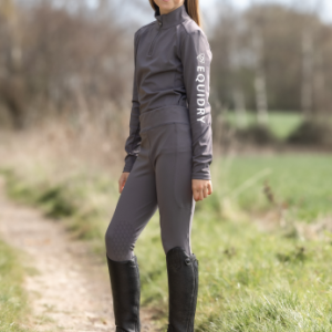 EQUIDRY KIDS WATER REPELLENT RIDING LEGGINGS IN GREY