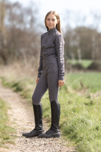 EQUIDRY KIDS WATER REPELLENT RIDING LEGGINGS IN GREY