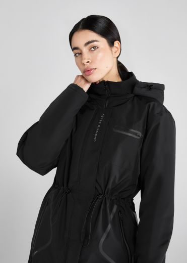 AZTEC DIAMOND FLEECE LINED RAIN JACKET BLACK