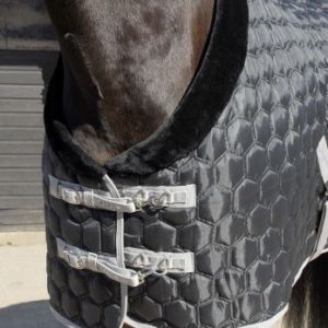 RHINEGOLD MICHIGAN STABLE QUILT BLACK WITH FLEECE COLLAR 350 GRAMS