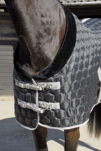 RHINEGOLD MICHIGAN STABLE QUILT BLACK WITH FLEECE COLLAR 350 GRAMS