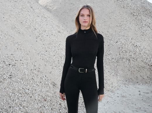 LE MIEUX ASPEN HOUNDSTOOTH QUARTER ZIP TOP