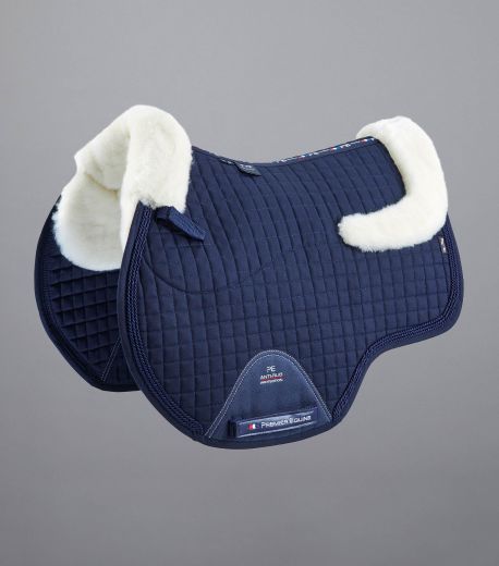PREMIER EQUINE MERINO WOOL JUMP SQUARE NAVY NATURAL FULL SIZE
