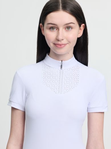 LE MIEUX YOUNG RIDER BRILLIANCE LIVVY SHORT SLEEVED SHOW SHIRT IN WHITE