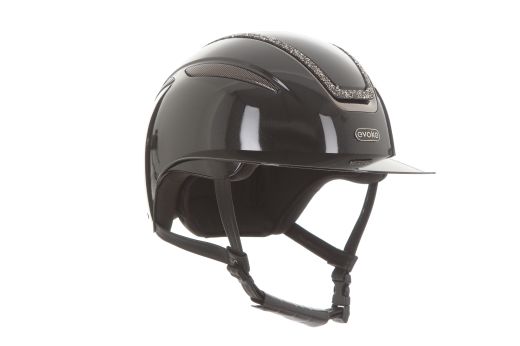 EVOKE CALLISTO WIDE PEAK BLACK METALLIC MARCASITE CRYSTAL FRAME